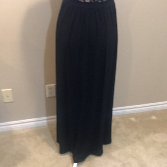 Candalete Floral Sequined Lace Over Tan Bodice Evening Maxi Dress w/Front Slit-M - Picture 7 of 11